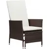 vidaXL Chaise inclinable de jardin avec coussins Résine tressée Marron