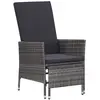 vidaXL Chaise inclinable de jardin avec coussins Résine tressée Gris