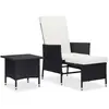 vidaXL Salon de jardin 2 pcs avec coussins Résine tressée Noir
