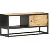 vidaXL Meuble TV avec porte sculptée 90x30x40 cm Bois de manguier brut