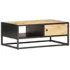 vidaXL Table basse à porte sculptée 90x55x36 cm Bois de manguier brut