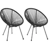vidaXL Chaises de jardin en forme de lune 2 pcs Rotin Noir