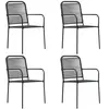 vidaXL Chaises de jardin 4 pcs Corde en coton et acier Noir
