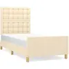 vidaXL Cadre de lit avec tête de lit Crème 90x190 cm Tissu
