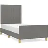 vidaXL Cadre de lit avec tête de lit Gris foncé 90x190 cm Tissu