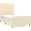vidaXL Cadre de lit avec tête de lit Crème 90x190 cm Tissu