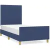 Jinlefu - Cadre de lit avec tête de lit Bleu 90x190 cm Tissu vidaXL - Bleu