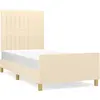 vidaXL Cadre de lit avec tête de lit Crème 80x200 cm Tissu