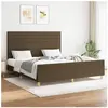 vidaXL Cadre de lit avec tête de lit Marron foncé 160x200 cm Tissu