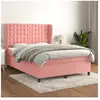 vidaXL Sommier à lattes de lit avec matelas Rose 140x190 cm Velours