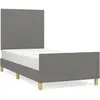 vidaXL Cadre de lit avec tête de lit Gris foncé 90x200 cm Tissu