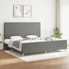 vidaXL Cadre de lit avec tête de lit Gris foncé 200x200 cm Tissu