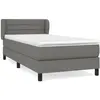 vidaXL Sommier à lattes de lit et matelas Gris foncé 90x190 cm Tissu