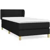 vidaXL Sommier à lattes de lit avec matelas Noir 90x200 cm Tissu