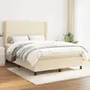 vidaXL Sommier à lattes de lit avec matelas Crème 140x190 cm Tissu