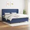 vidaXL Sommier à lattes de lit avec matelas Bleu 200x200 cm Tissu