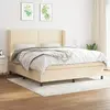 vidaXL Sommier à lattes de lit avec matelas Crème 180x200 cm Tissu