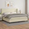 vidaXL Lit boxspring avec matelas Crème 200x200 cm simili-cuir