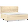 vidaXL Sommier à lattes de lit avec matelas Crème 200x200 cm Tissu