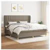 vidaXL Sommier à lattes de lit avec matelas Taupe 200x200 cm Tissu