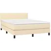 vidaXL Sommier à lattes de lit avec matelas Crème 140x200 cm Tissu