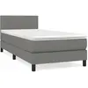 vidaXL Sommier à lattes de lit avec matelas Gris foncé 90x200 cm Tissu