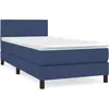 vidaXL Sommier à lattes de lit avec matelas Bleu 90x190 cm Tissu