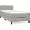 vidaXL Sommier à lattes de lit avec matelas Gris clair 90x200 cm Tissu