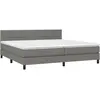 vidaXL Sommier à lattes de lit avec matelas Gris foncé 200x200cm Tissu
