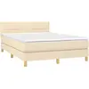 vidaXL Sommier à lattes de lit avec matelas Crème 140x200 cm Tissu