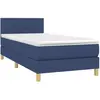 vidaXL Sommier à lattes de lit avec matelas Bleu 100x200 cm Tissu