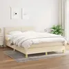 vidaXL Sommier à lattes de lit avec matelas Crème 140x200 cm Tissu