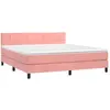 vidaXL Sommier à lattes de lit avec matelas Rose 160x200 cm Velours