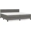 vidaXL Sommier à lattes de lit avec matelas Gris 200x200 cm Similicuir