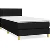 vidaXL Sommier à lattes de lit avec matelas Noir 90x200 cm Tissu