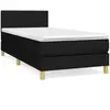 vidaXL Sommier à lattes de lit avec matelas Noir 90x200 cm Tissu