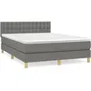 vidaXL Lit à sommier tapissier avec matelas Gris foncé 140x200cm Tissu