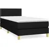 vidaXL Sommier à lattes de lit avec matelas Noir 90x190 cm Tissu