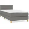 vidaXL Sommier à lattes de lit avec matelas Gris foncé 90x200 cm Tissu