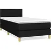 vidaXL Sommier à lattes de lit avec matelas Noir 90x200 cm Tissu