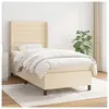 vidaXL Sommier à lattes de lit avec matelas Crème 90x200 cm Tissu