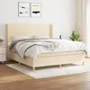 vidaXL Sommier à lattes de lit avec matelas Crème 160x200 cm Tissu