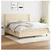 vidaXL Sommier à lattes de lit avec matelas Crème 160x200 cm Tissu