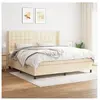 vidaXL Sommier à lattes de lit avec matelas Crème 200x200 cm Tissu