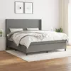 vidaXL Sommier à lattes de lit avec matelas Gris foncé 180x200cm Tissu
