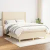 vidaXL Sommier à lattes de lit avec matelas Crème 140x200 cm Tissu