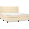 vidaXL Sommier à lattes de lit avec matelas Crème 200x200 cm Tissu