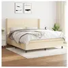 vidaXL Sommier à lattes de lit avec matelas Crème 180x200 cm Tissu