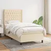 vidaXL Sommier à lattes de lit et matelas Crème 90x190 cm Tissu
