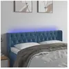 vidaXL Tête de lit à LED Bleu foncé 147x16x78/88 cm Velours